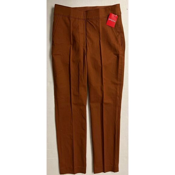 Spanx 20365Q Sz M PetiteOn the Go Slim Straight Ankle Pant Rust Bronze Glow - Picture 1 of 14